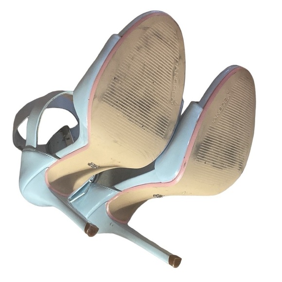 ANDREA Baby Blue Stiletto’s 4 1/2” Heel Double Ankle Strap Women’s Size 7 ECU - Picture 4 of 16